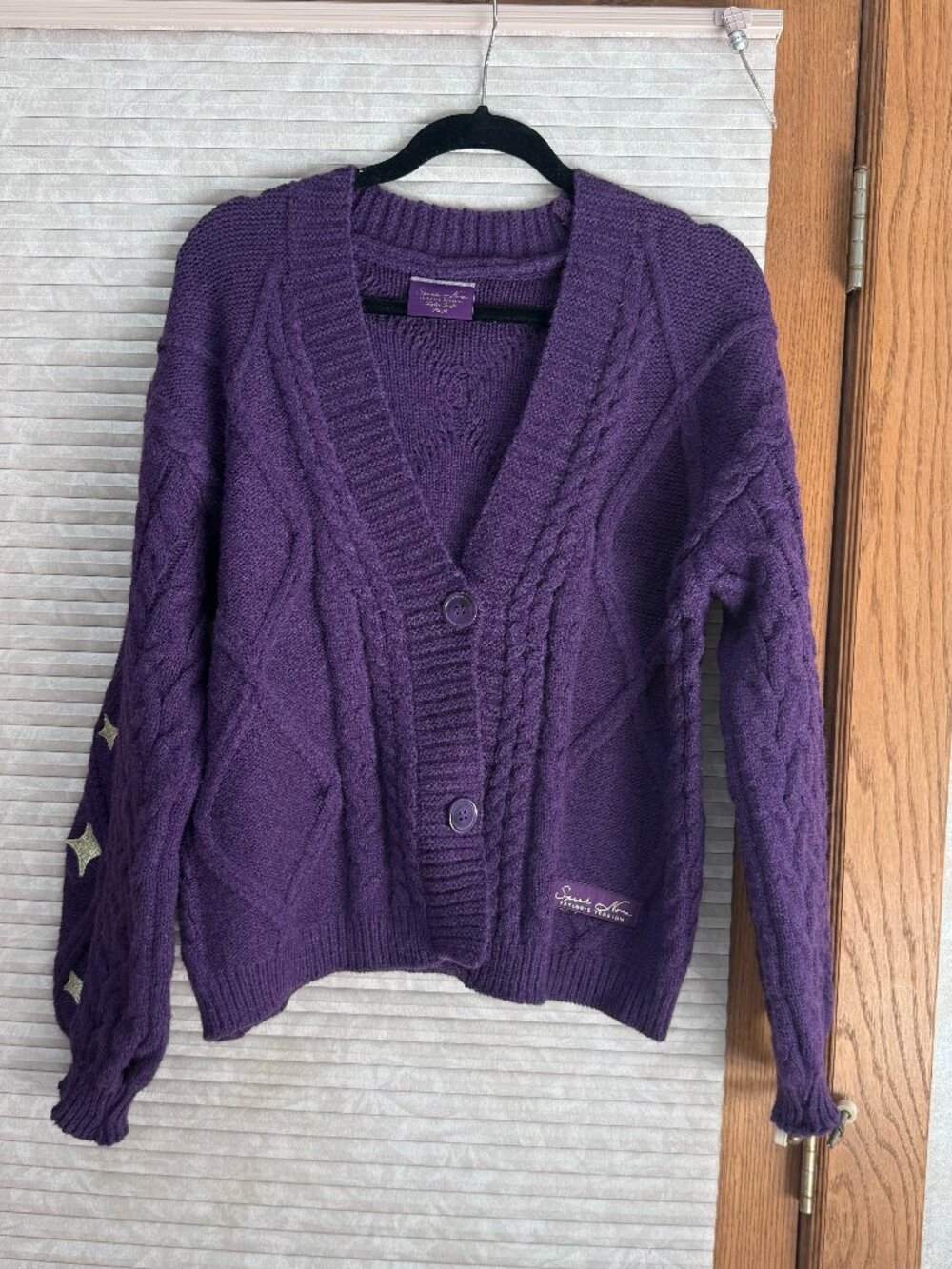 Taylor Swift Speak Now Purple Gold Stars Cardigan Size XS/SM
